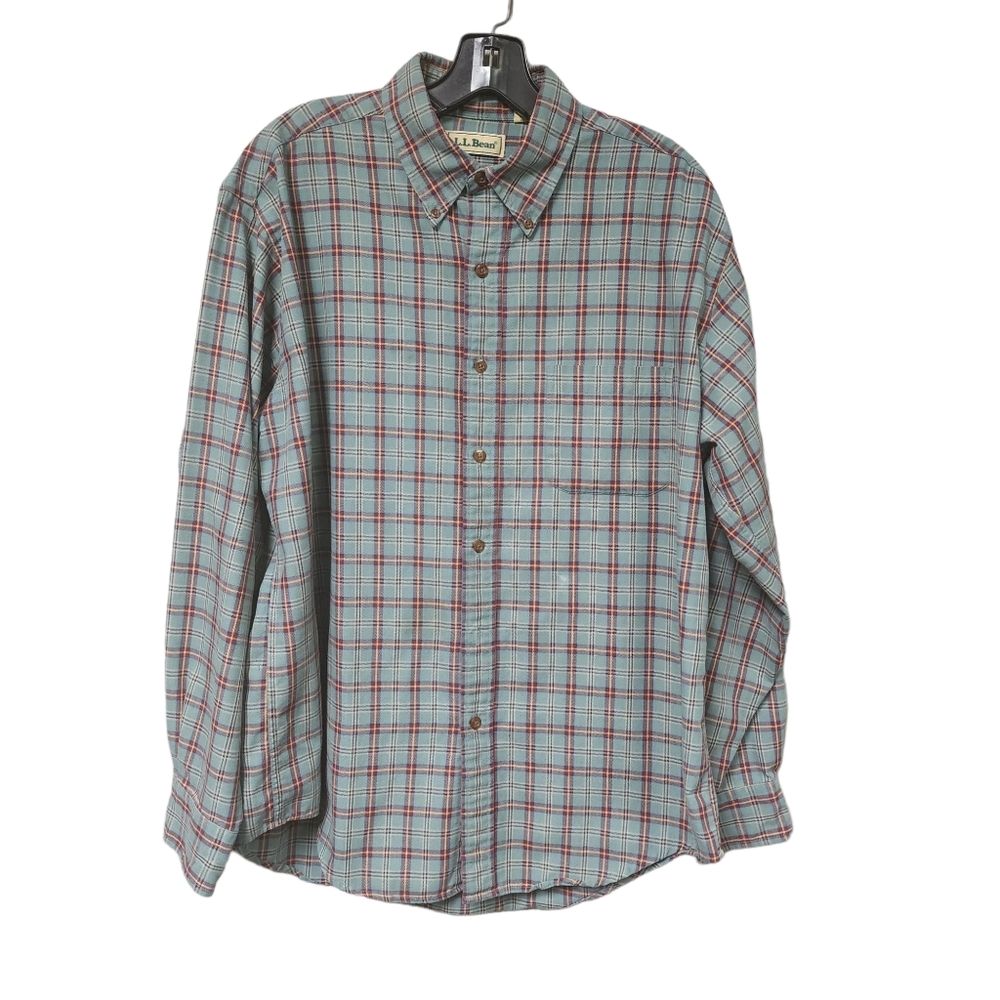 L.L. Bean Mens Plaid Long Sleeve Button Front Flannel Shirt Large